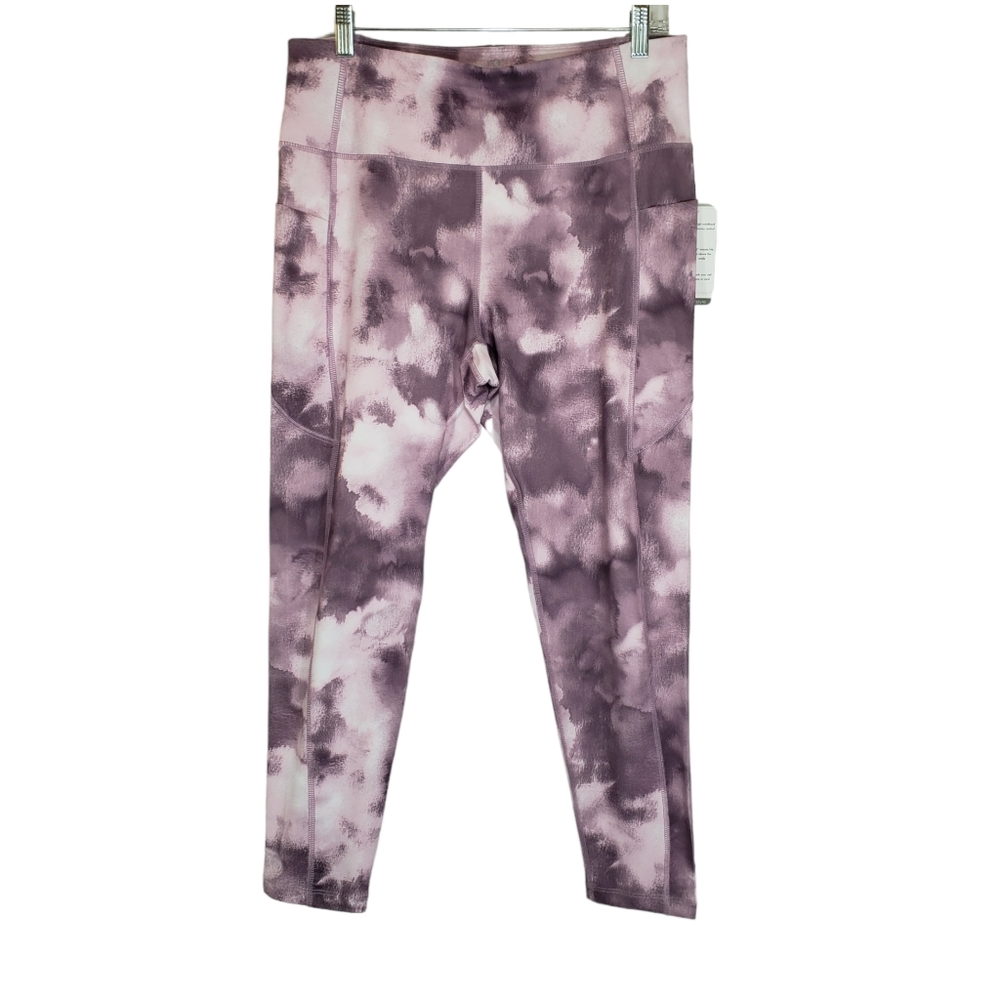 Apana Purple Tie Dye High Waist 7/8  Leggings With Pockets Size XL